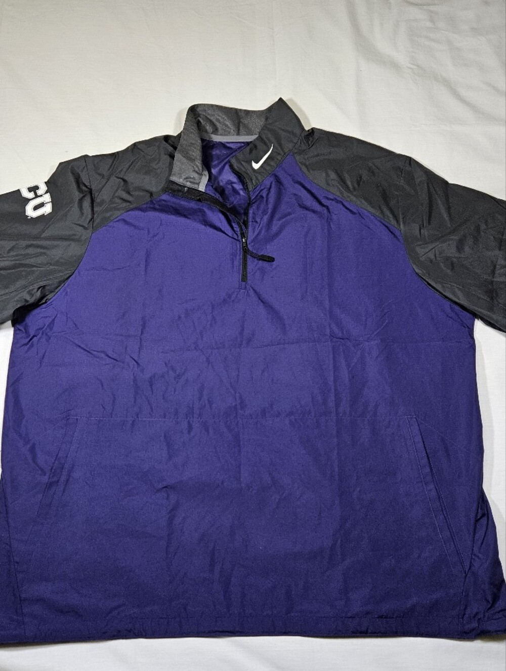 Nike TCU Horned Frogs Short Sleeve Pullover 1/4 Zip Men's XL Purple Windshirt
